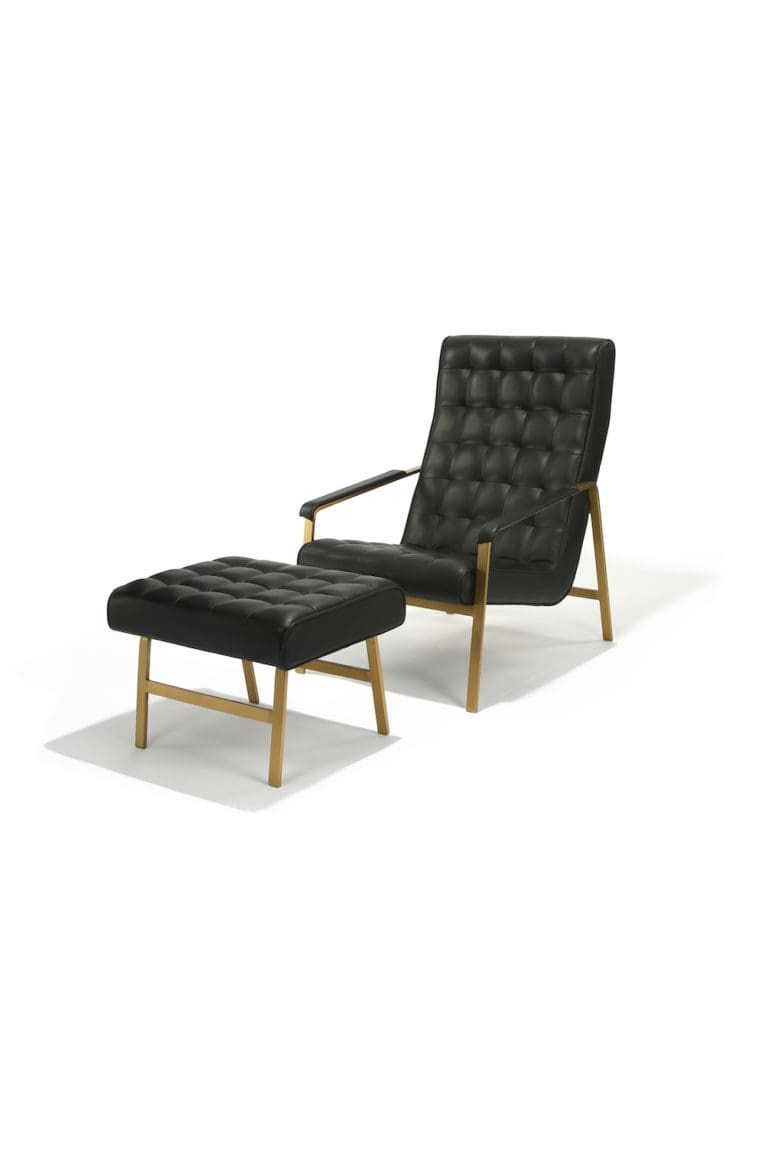 Chicago High Back Lounge Chair and Ottoman with Square Stitching