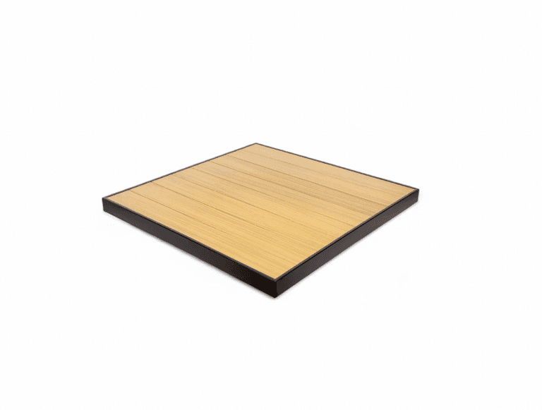 Carmel Table Top with Black Frame and Teak Slats (Indoor/Outdoor)
