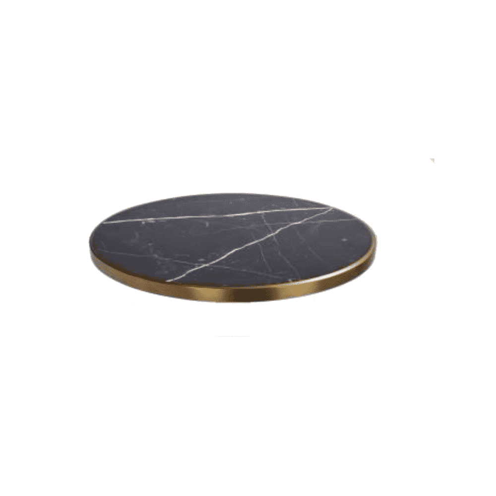 Black Marquina Marble Top, Brass Edge