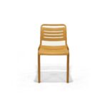 Cala Chair in Mustard, front view – poly-molded outdoor chair