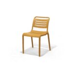 Cala Chair in Mustard, three quarter view – poly-molded outdoor chair