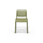Cala Chair in Olive, front view – poly-molded outdoor chair