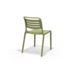 Cala Chair in Olive, rear three quarter view – poly-molded outdoor chair