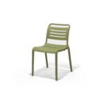 Cala Chair in Olive, three quarter view – poly-molded outdoor chair