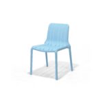 Cove Chair in Coastal Blue, three quarter view – poly-molded outdoor chair