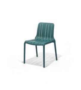 Cove Chair in Deep Teal, three quarter view – poly-molded outdoor chair