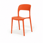 Flip Chair in Orange, three quarter view – poly-molded outdoor chair