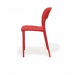 Flip Chair in Red, side view – poly-molded outdoor chair