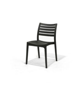 Menton Chair in Black, three quarter view – poly-molded outdoor chair