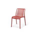Ribbon Chair in Red, three quarter view – poly-molded outdoor chair