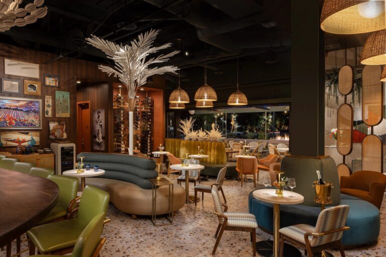 Canopy Wine Lounge interior in Palm Springs with Designform lounge seating and bar stools