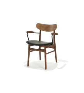 Edgar Arm Chair with Upholstered Seat by Designform Furnishings, three-quarter front view