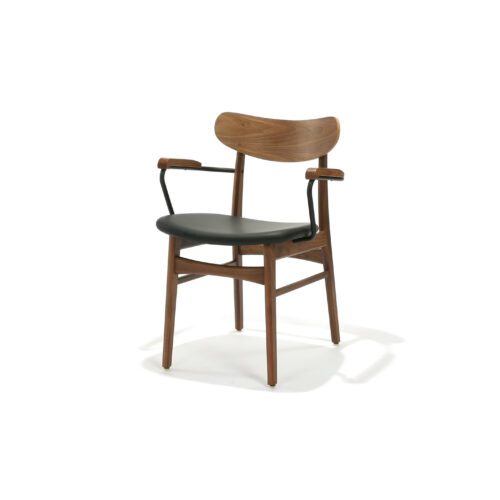 Edgar Arm Chair with Upholstered Seat by Designform Furnishings, three-quarter front view