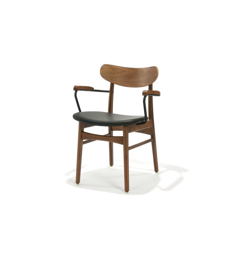 Edgar Arm Chair with Upholstered Seat by Designform Furnishings, three-quarter front view