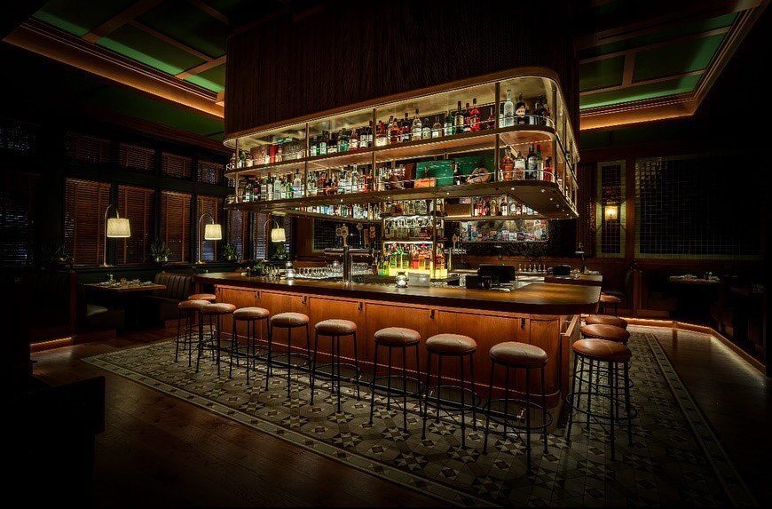 Jackman & Co. bar in Glenview, IL with Designform bar stools