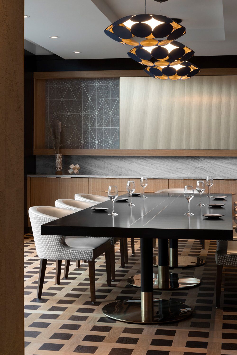 Terminal City Club dining room in Vancouver with Designform Katelyn table bases