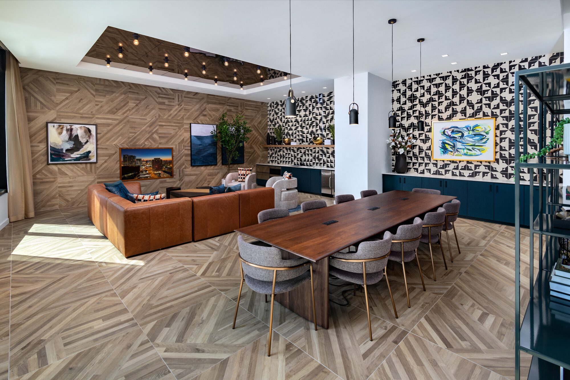 The Fallyn amenity lounge in Nashville with Designform Luna chairs