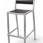 Carmel Bar Stool, silver frame with espresso colored aluminum slats