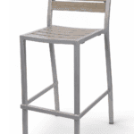 Carmel Bar Stool, silver frame with grey-brown aluminum slats