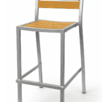 Carmel Bar Stool, silver frame with teak aluminum slats