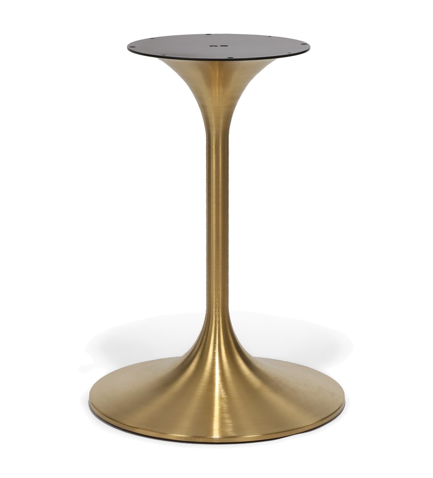 Bella Brass Table Base in dining height, 20 inch round steel tulip base with brass colored finish