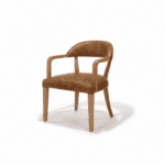 Bowery Chair front three-quarter view, oak frame with Distressed Bourbon premium leather
