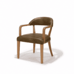 Bowery Chair front three-quarter view, oak frame with Distressed Hickory premium leather