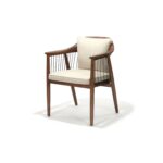 Esmie Chair, Walnut Frame with COM Upholstery, Front Three-Quarter view