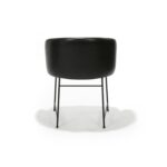 Padua Chair, Black Frame with Black Faux Leather, Back view