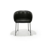 Padua Chair, Black Frame with Black Faux Leather, Front view