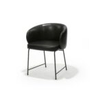 Padua Chair, Black Frame with Black Faux Leather, Front Three-Quarter view