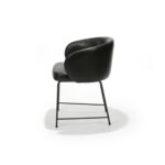 Padua Chair, Black Frame with Black Faux Leather, Side view
