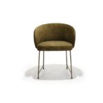 Padua Chair, Bronze Frame with Olive Green Fabric, Front view