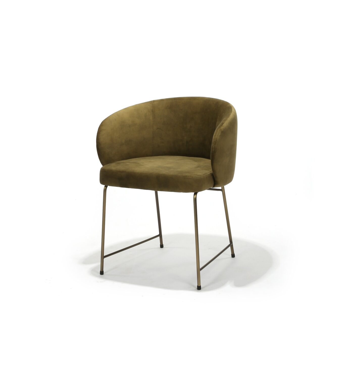Padua Chair, Bronze Frame with Olive Green Fabric, Front Three-Quarter view