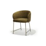 Padua Chair, Bronze Frame with Olive Green Fabric, Front Three-Quarter view