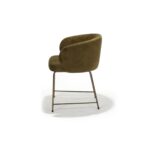 Padua Chair, Bronze Frame with Olive Green Fabric, Side view