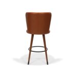 Statton Bar Stool, Walnut Stained Ash with Caramel Faux Leather, Back view