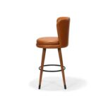 Statton Bar Stool, Walnut Stained Ash with Caramel Faux Leather, Side view