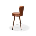Statton Bar Stool, Walnut Stained Ash with Caramel Faux Leather, Side view