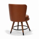 Statton Chair, Walnut Stained Ash with Caramel Faux Leather, Back Three-Quarter view