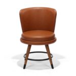 Statton Chair, Walnut Stained Ash with Caramel Faux Leather, Front view