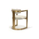 Stefano Chair, Brushed Brass Frame with Cream Upholstery, Back Three-Quarter view