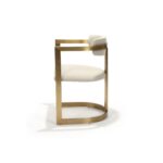 Stefano Chair, Brushed Brass Frame with Cream Upholstery, Side view
