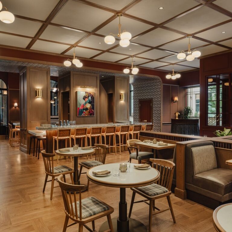 The Gwynne bar in Cincinnati, OH with Designform Weston stools and Shaw chairs
