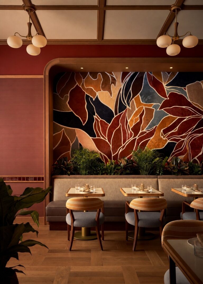 Designform Bowery chairs along the banquette at The Gwynne, Cincinnati, OH