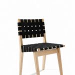 Weaver Chair three-quarter view with black woven webbing on a natural wood frame