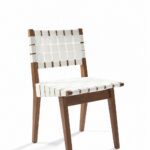 Weaver Chair three-quarter view with white woven webbing on a walnut frame